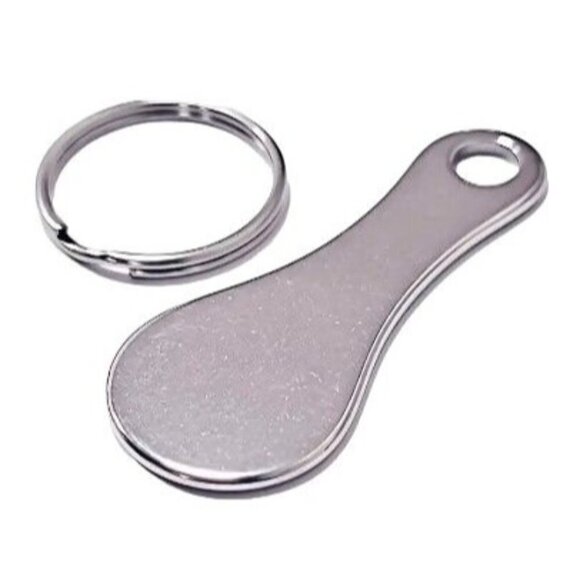 Shopping Cart Key Stainless Steel Keychain - Picture 2 of 2